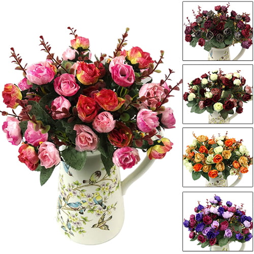 1 Bouquet 21 Heads Artifical Rose Flower Weeding Arrangement Roses Bunch-Decor